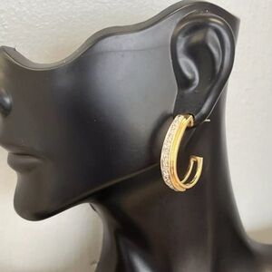 14k solid gold j Hoop Natural diamond Earrings
